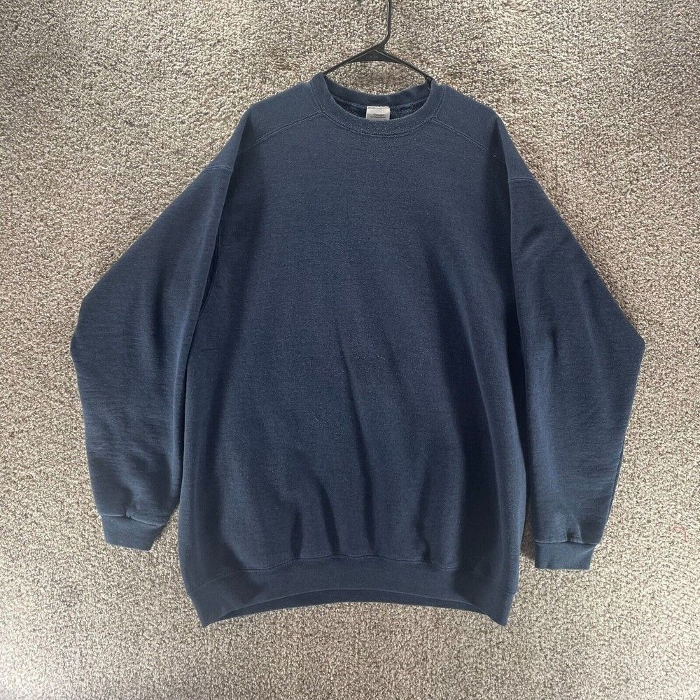 Vintage Wilson Sweatshirt Mens 2XL XXL Blue Pullover Crew Neck Cotton Casual